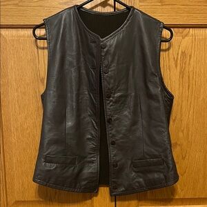 Avanti Black Leather Sleeveless Top